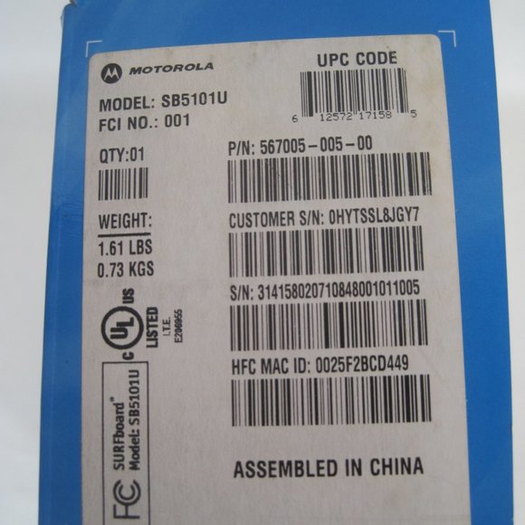 Motorola SURFboard SB5101U (567005-005-00) 38.91 Mbps Cable Modem - Picture 4 of 11